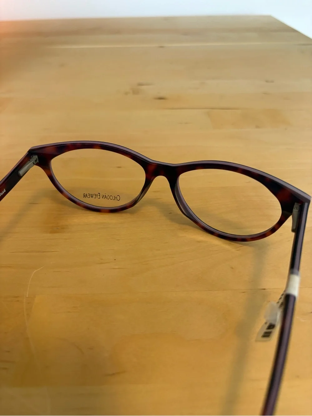 Chlogan Eyewear Round Woodgrain Eyeglasses Purple Brown Haze 9002 57-18-150 NWT